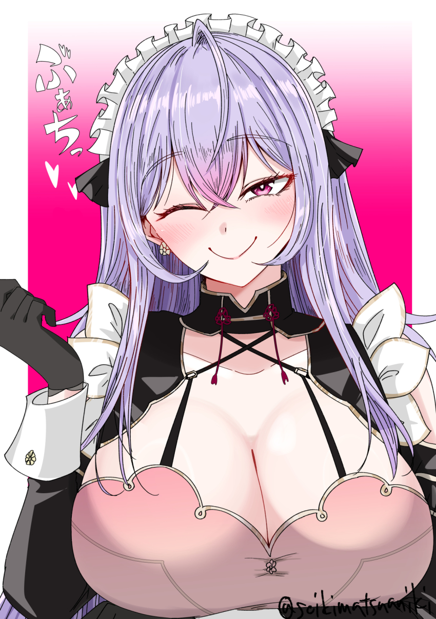 1girl, ahoge, arm_up, black_dress, black_gloves, blush, bra_over_clothes, breasts