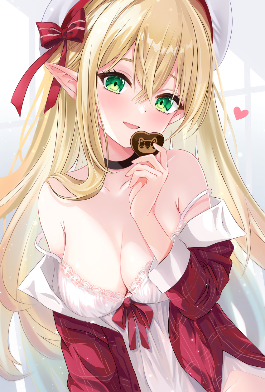 1girl, absurdres, aranis_elvene, babydoll, bare_shoulders, blonde_hair, blush, bow