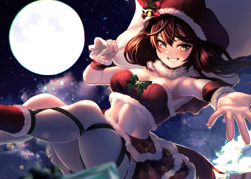 1girl, absurdres, animal_ears, armpits, black_streaks, blush, breasts, brown_eyes