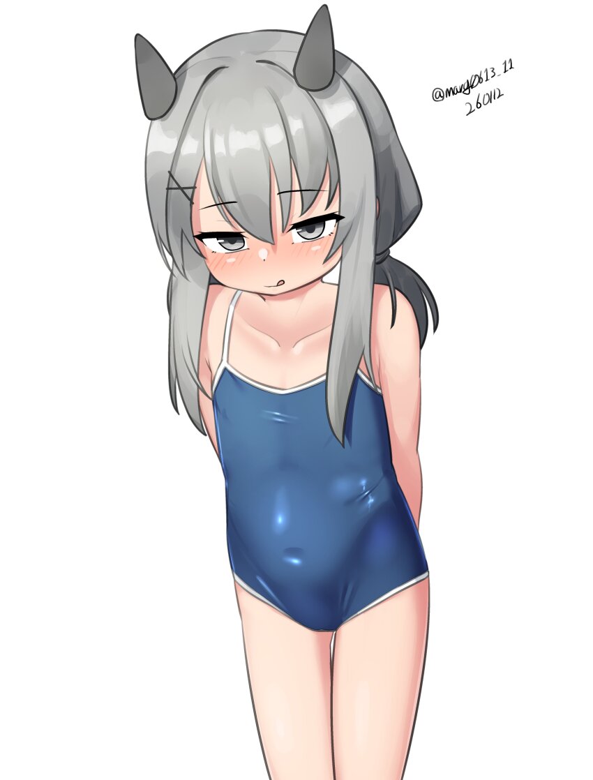 1girl, :d, absurdres, alternate_costume, blue_one-piece_swimsuit, blush, collarbone, competition_school_swimsuit