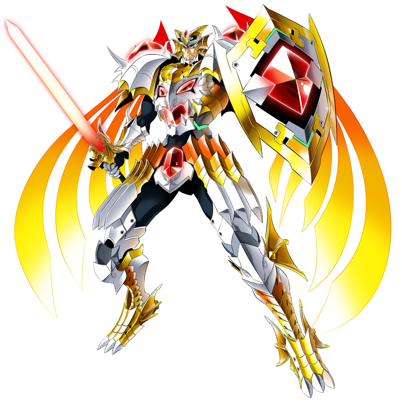 1boy, armor, black_bodysuit, bodysuit, breastplate, commentary_request, crotch_plate, energy_sword, fantasy, fantasy_defense, full_armor, gauntlets, gem, gold_trim, greaves, holding, holding_sword, holding_weapon, jilpoong17, ornate_armor, red_gem, shield, shoulder_armor, solo, spiked_greaves, standing, sword, warrior, weapon, white_armor, white_background