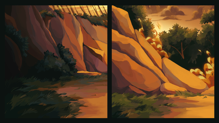 black_border, border, commentary, english_commentary, grass, highres, nature, nifty-senpai