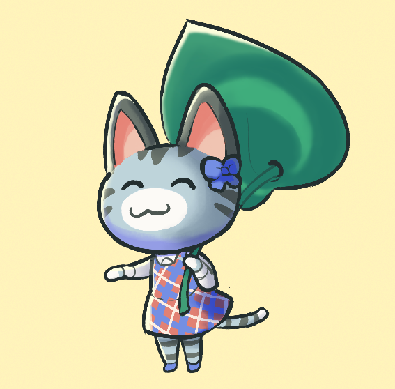 1girl, :3, ^_^, animal_crossing, animal_ears, blue_shoes, cat_ears, cat_girl