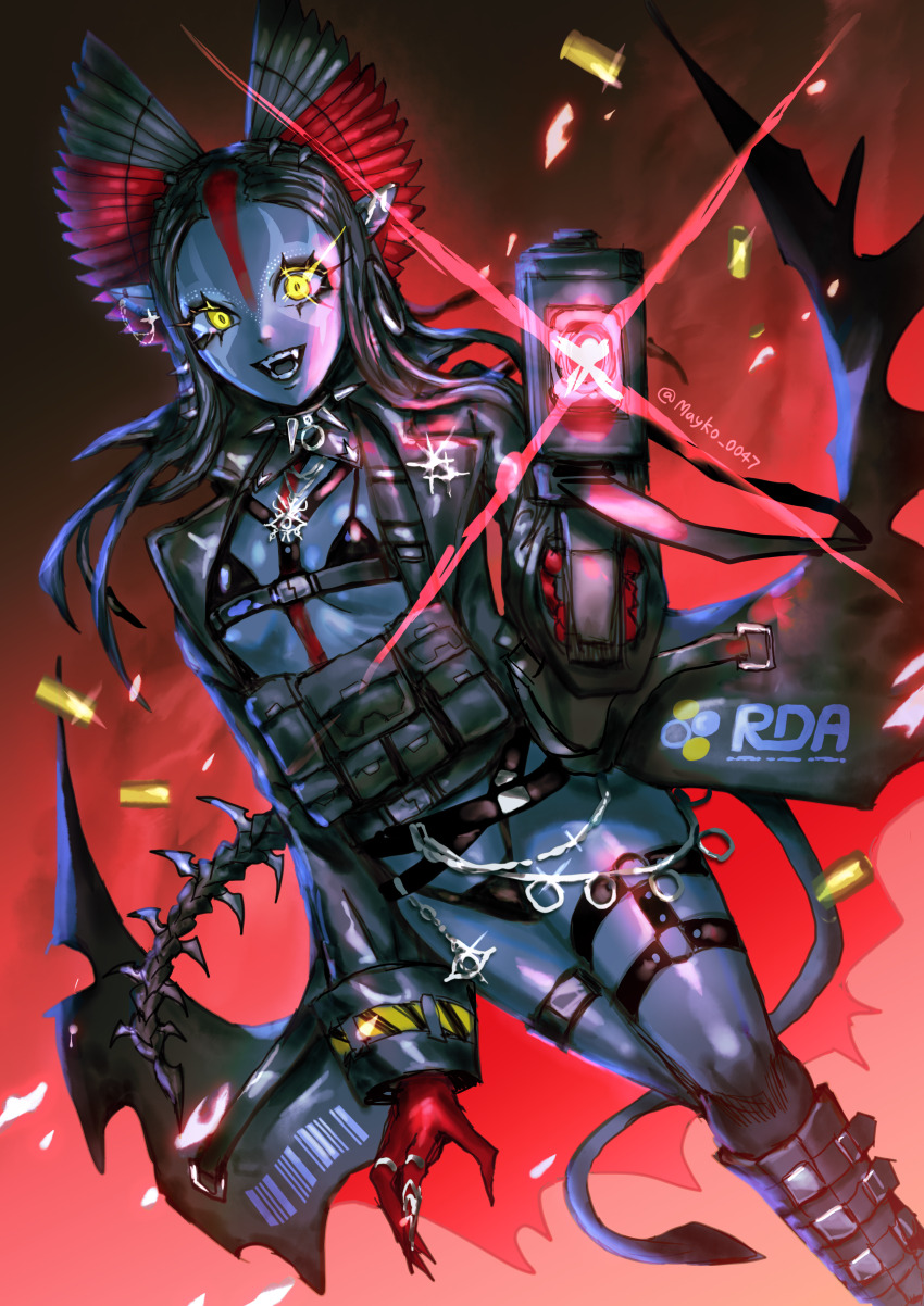 1girl, absurdres, alien, avatar:_fire_and_ash, blue_skin, colored_skin, commentary, english_commentary