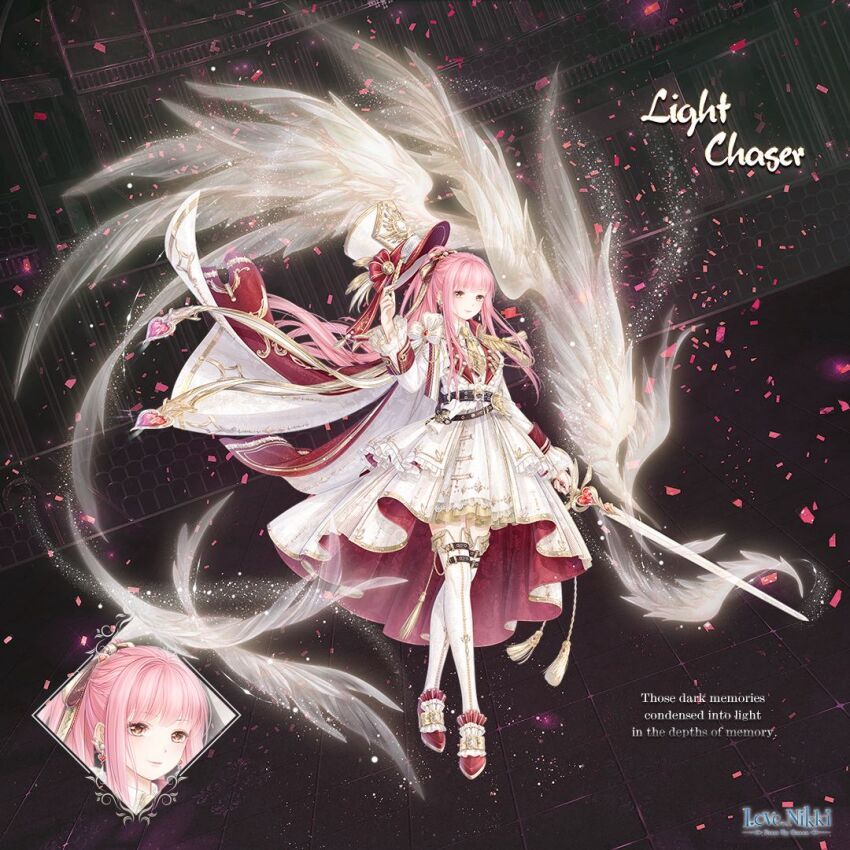 artist_request, asymmetrical_dress, belt, belt_buckle, bird, black_background, black_belt, blunt_bangs