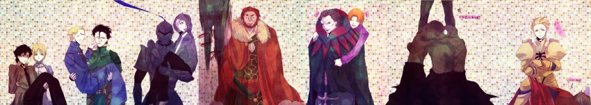 6+boys, ?, absurdres, anger_vein, armor, artoria_pendragon_(fate), assassin_(fate/zero), bad_id