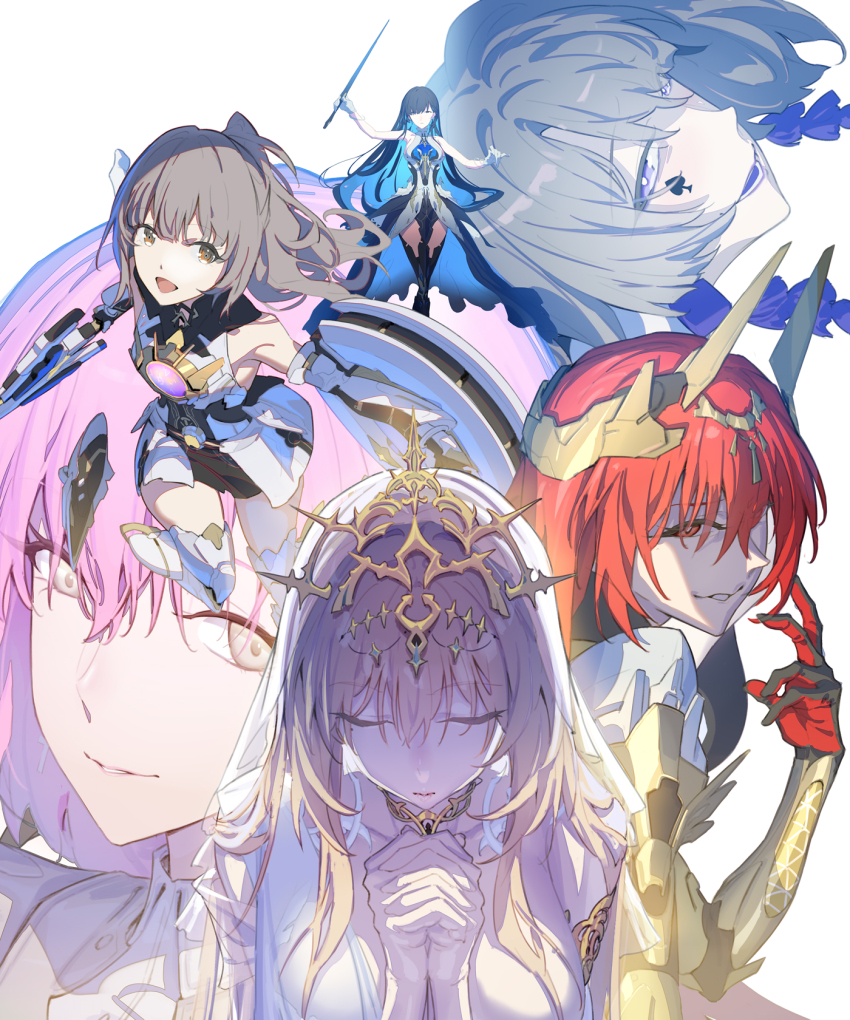 bianca:_crepuscule_(pgr), bianca_(pgr), breasts, brown_hair, closed_eyes, commentary_request, facial_tattoo, full_body