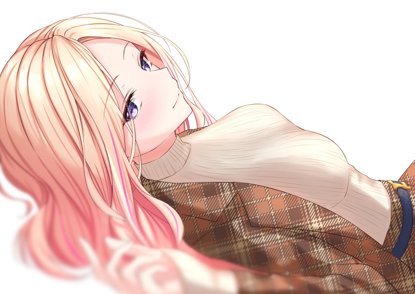 1girl, absurdres, blonde_hair, blush, brown_jacket, commentary, gakuen_idolmaster, highres
