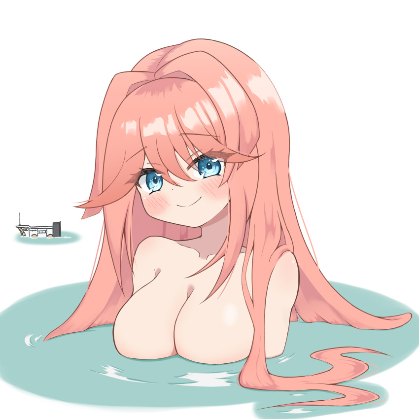 1girl, absurdres, aqua_eyes, azur_lane, bathing, blush, breasts, cleavage