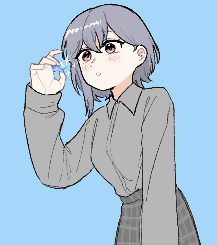 1girl, baiyupiao, bang_dream!, bang_dream!_girls_band_party!, bang_dream!_it's_mygo!!!!!, blue_background, blush, brown_eyes