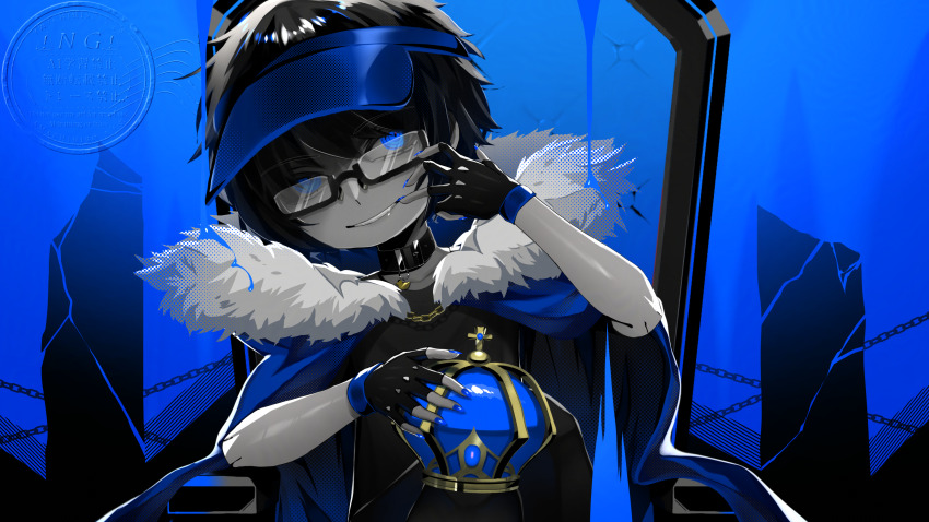 1boy, absurdres, amachihiro, bird, black_choker, black_hair, black_pants, black_shirt