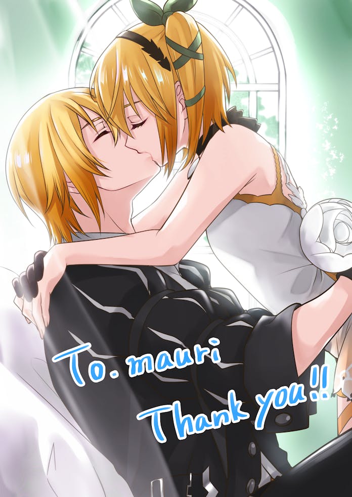 1boy, 1girl, black_choker, blonde_hair, brother_and_sister, choker, closed_eyes, commentary