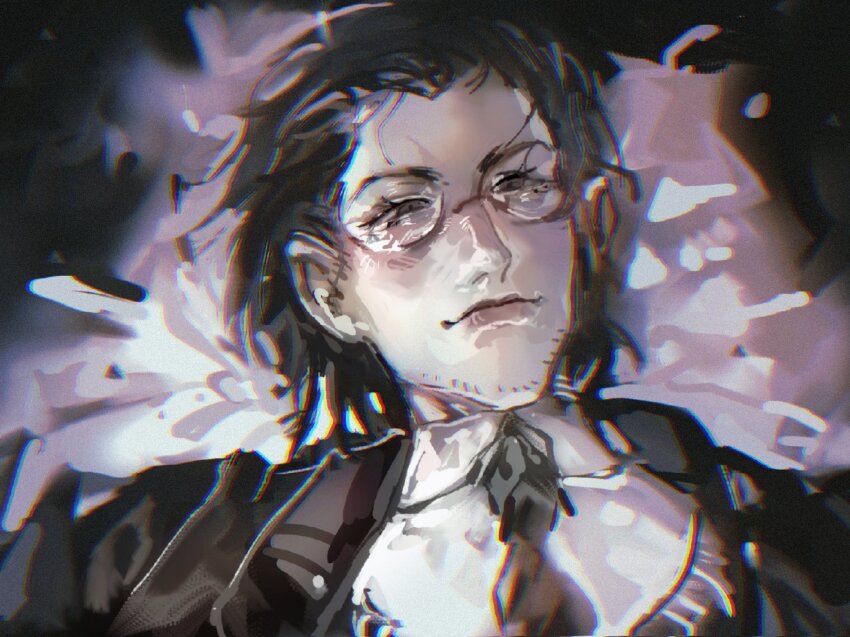 1boy, beard_stubble, black_coat, black_hair, black_necktie, black_vest, character_request, check_character