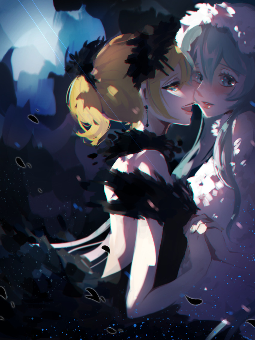 2girls, aqua_hair, backless_dress, backless_outfit, ballerina, bare_arms, bare_back, bare_shoulders