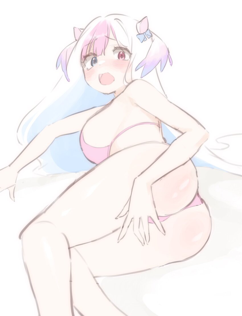 animal_ears, ass, bikini, blair_labri, blair_labri_(artist), blue_eyes, breasts, hair_ribbon