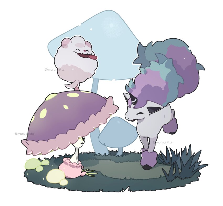 closed_eyes, commentary_request, galarian_form, galarian_ponyta, gen_6_pokemon, gen_7_pokemon, gen_8_pokemon, grass