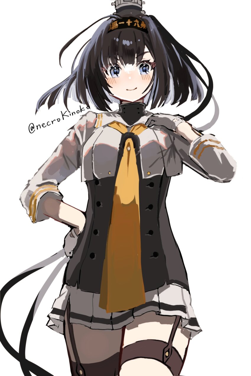 1girl, absurdres, akizuki_(kancolle), akizuki_kai_ni_(kancolle), black_hair, black_headband, commentary_request, corset