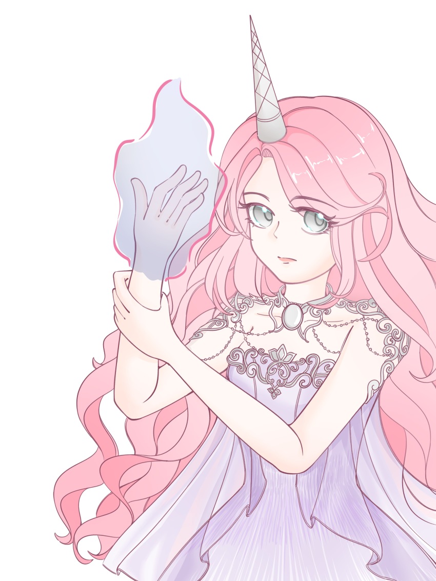 1girl, absurdres, ad_lunam_(shining_nikki), bare_arms, beads, chinese_commentary, chunpiao, commentary_request