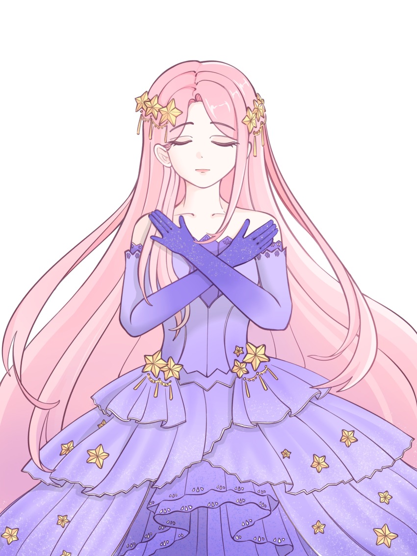 1girl, absurdres, bare_shoulders, chinese_commentary, chunpiao, closed_eyes, closed_mouth, collarbone