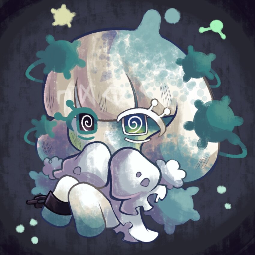 1girl, @_@, blush, body_markings, colored_eyelashes, colored_skin, commentary, cookie_run