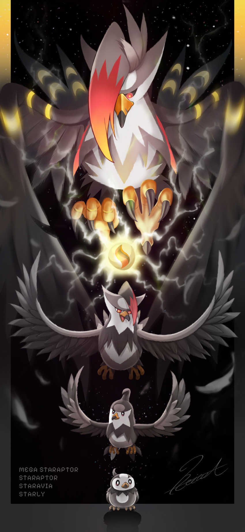 absurdres, animal_focus, bird, black_background, black_sclera, bright_pupils, character_name, closed_mouth