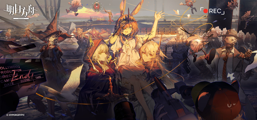 1other, 6+boys, 6+girls, amiya_(arknights), amiya_(demon_king)_(arknights), animal_ears, arknights, bird