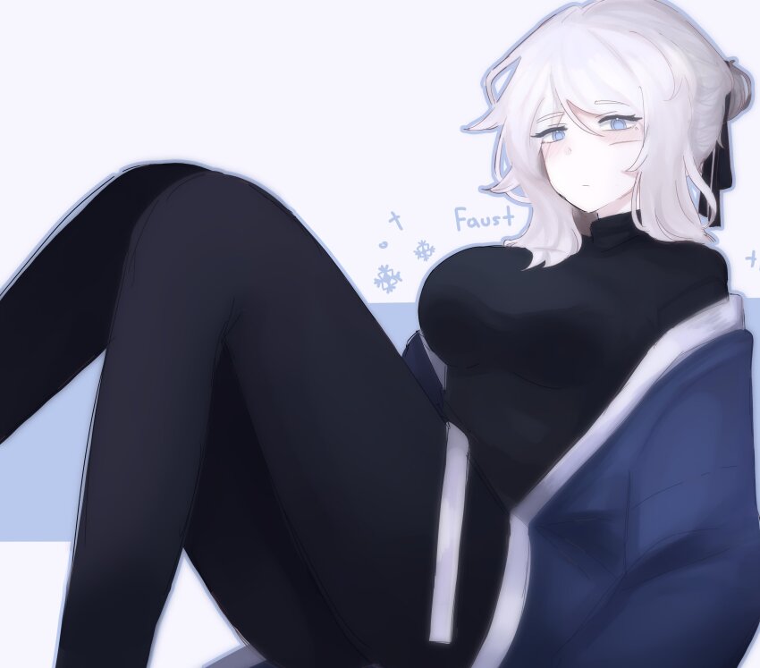 1girl, :|, absurdres, alternate_costume, black_pants, black_pantyhose, black_ribbon, black_shirt