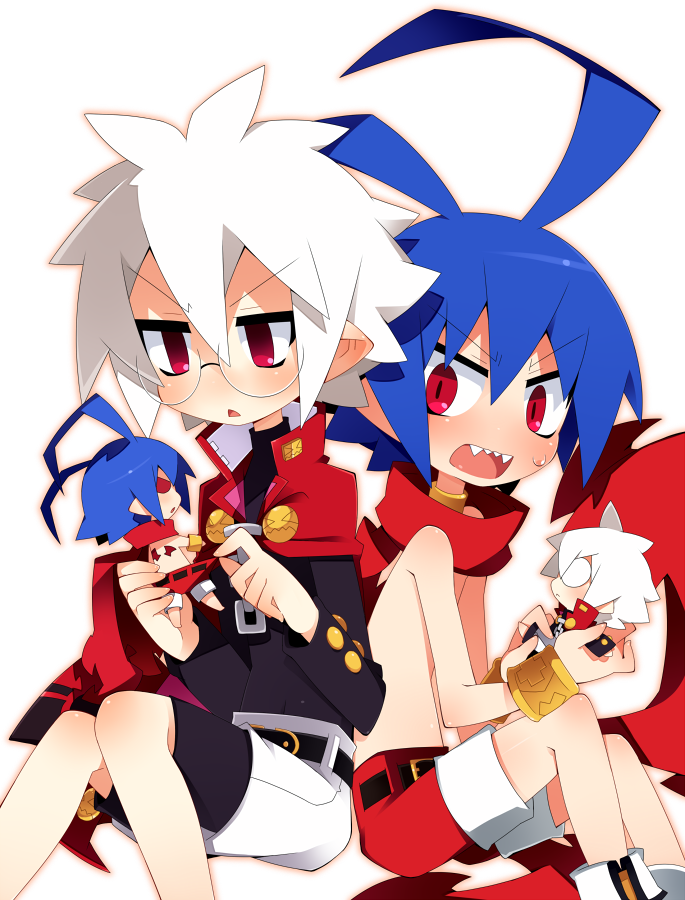 2boys, :o, albino, antenna_hair, bad_id, bad_pixiv_id, blue_hair, cape