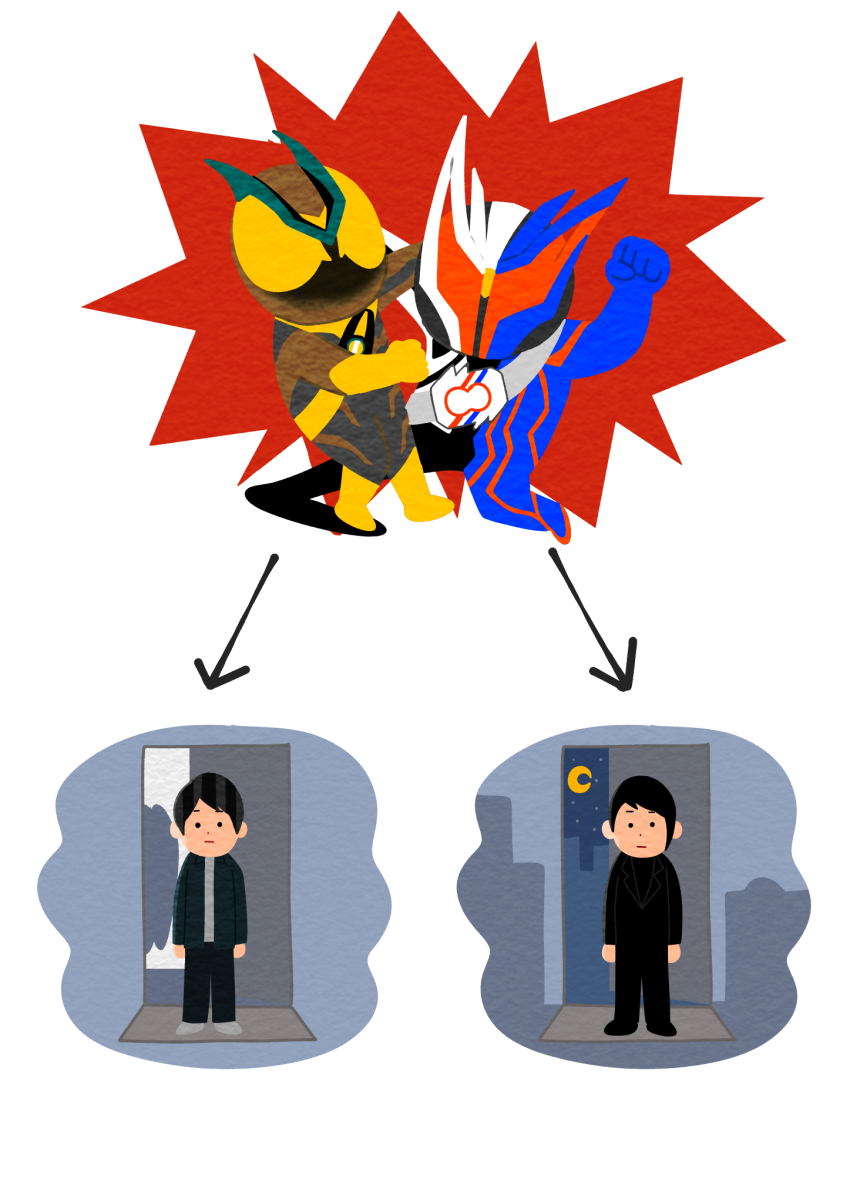 2boys, angry_boss_with_happy_family_irasutoyas_(meme), black_bodysuit, blue_bodysuit, bodysuit, fighting, highres, kabu_siki