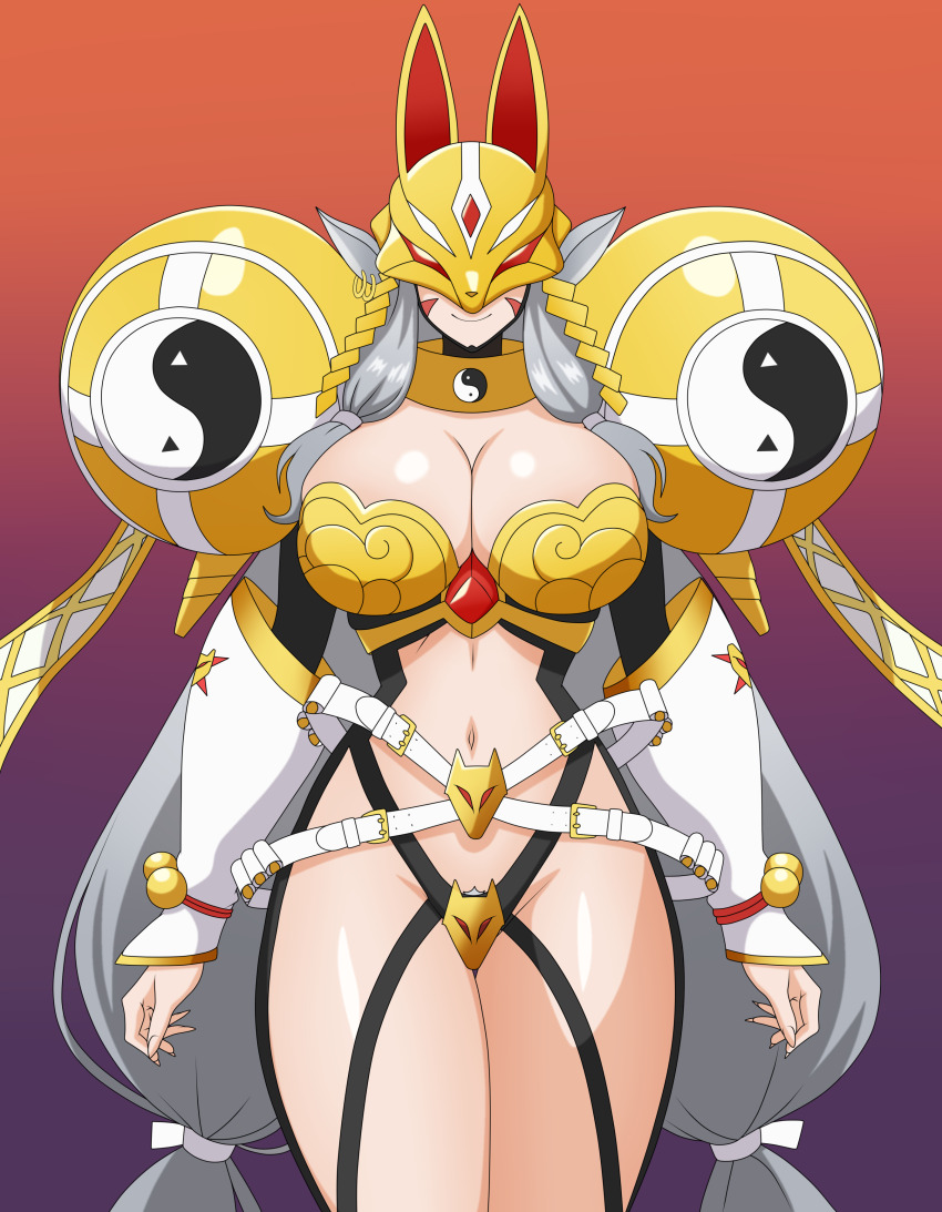 1girl, absurdres, animal_ears, arm_warmers, armor, belt, bikini_armor, black_arm_warmers