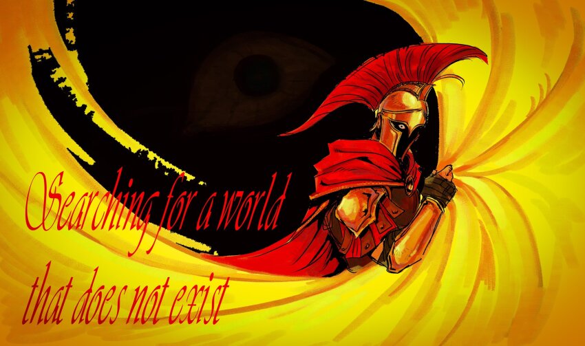 1other, ambiguous_gender, armor, black_gloves, cape, clenched_hand, close-up, copyright_name