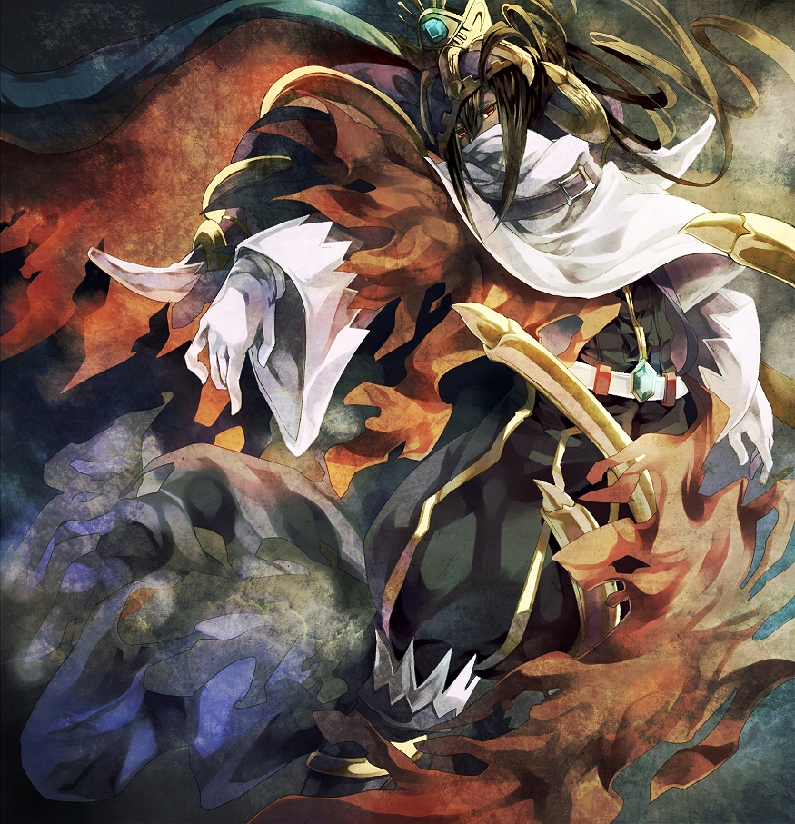 androgynous, black_hair, boots, cape, cloak, crown, dark_skin, gender_request