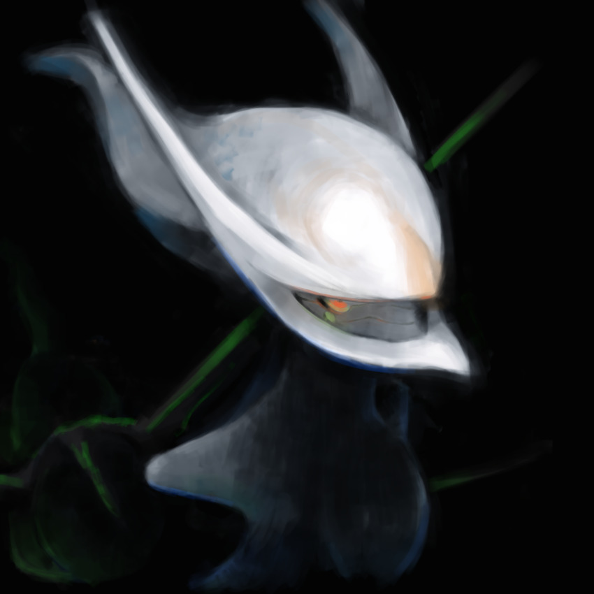 arceus, black_background, close-up, colored_sclera, colored_skin, commentary_request, gen_4_pokemon, green_sclera, highres, horns, legendary_pokemon, mythical_pokemon, nintendo, no_humans, pokemon, pokemon_(creature), pokemon_focus, red_eyes, shiryu0308, white_skin