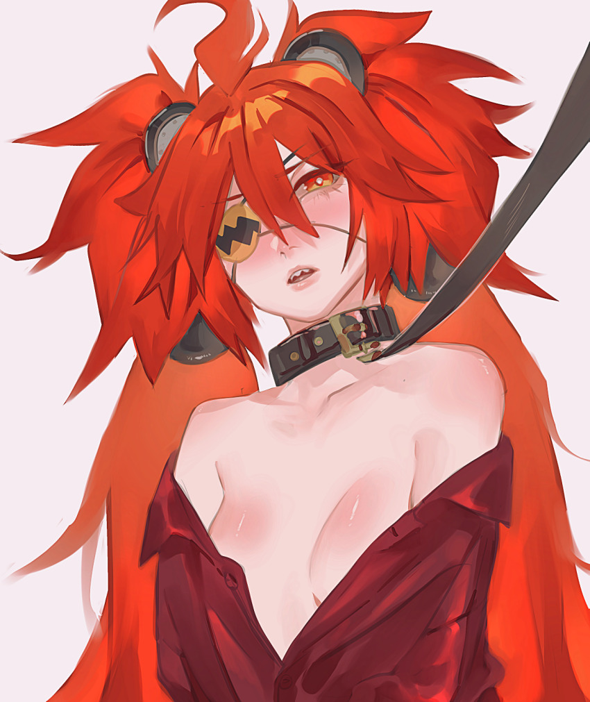 1girl, ahoge, animal_ears, bare_shoulders, bear_ears, commentary_request, eyepatch, fake_animal_ears