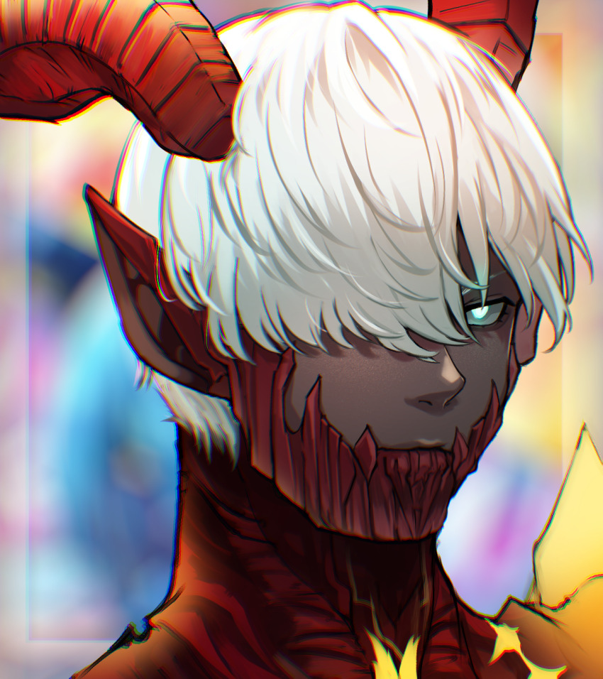 1boy, blue_eyes, colored_sclera, commentary_request, dark-skinned_male, dark_skin, final_fantasy, final_fantasy_xiv