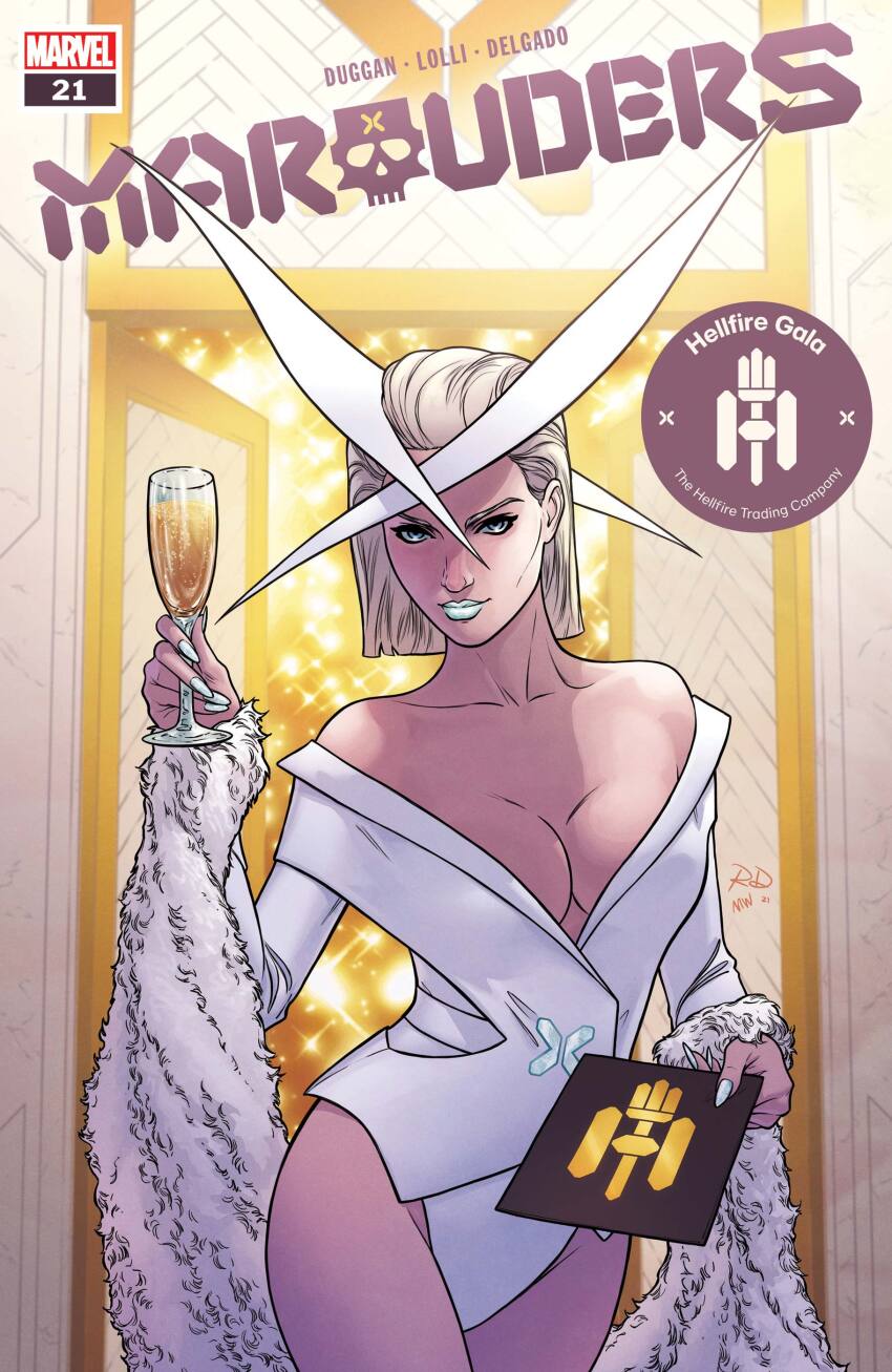 1girl, absurdres, blonde_hair, blue_eyes, breasts, champagne_flute, cleavage, comic_cover
