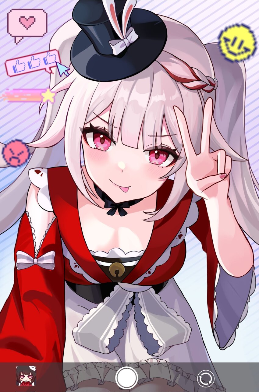 1girl, black_hat, breasts, capelet, cleavage, commentary_request, corrupted_twitter_file, dress