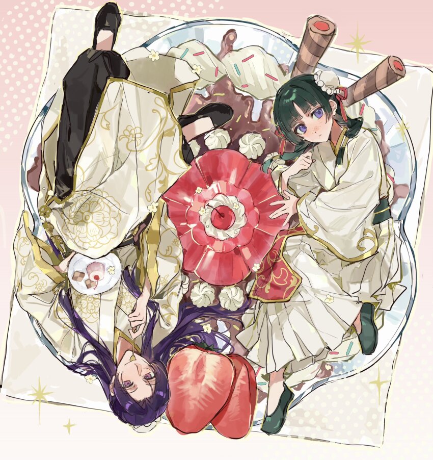 1boy, 1girl, baggy_pants, black_pants, black_shirt, blue_eyes, blunt_bangs, blush