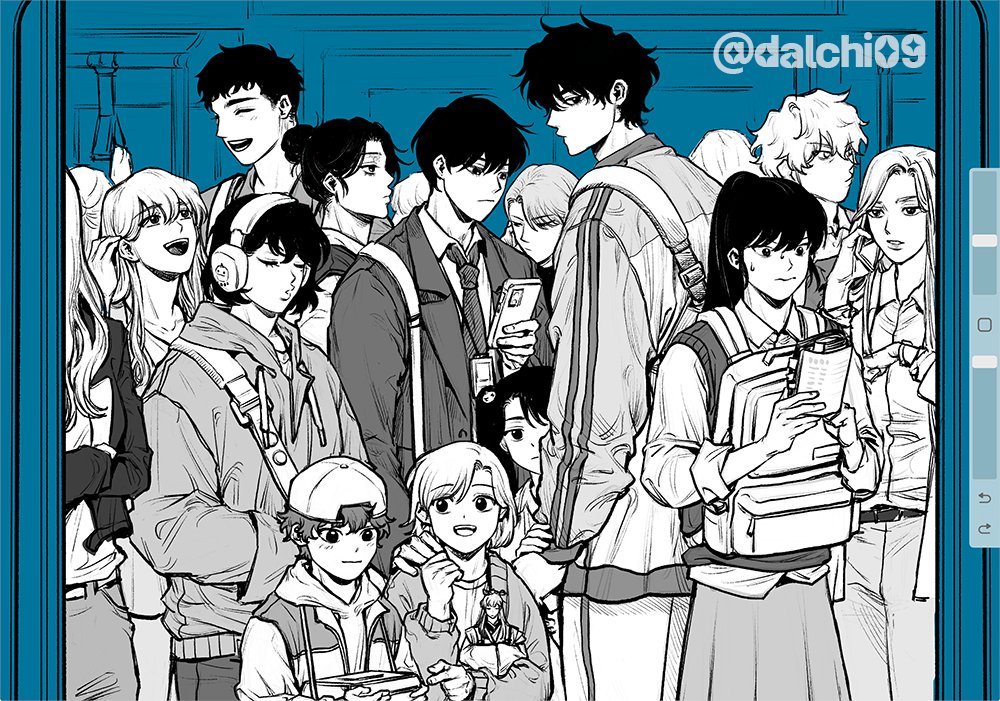 5boys, 6+girls, backpack, backwards_hat, bag, box, character_request, check_character