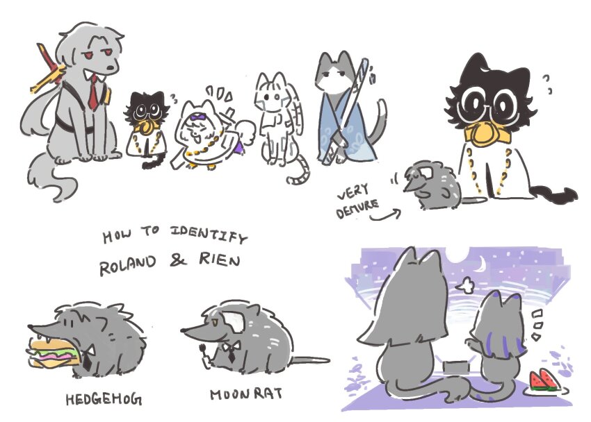 4boys, 6+girls, albina_(project_moon), android, animalization, araya_(project_moon), black_necktie, bow