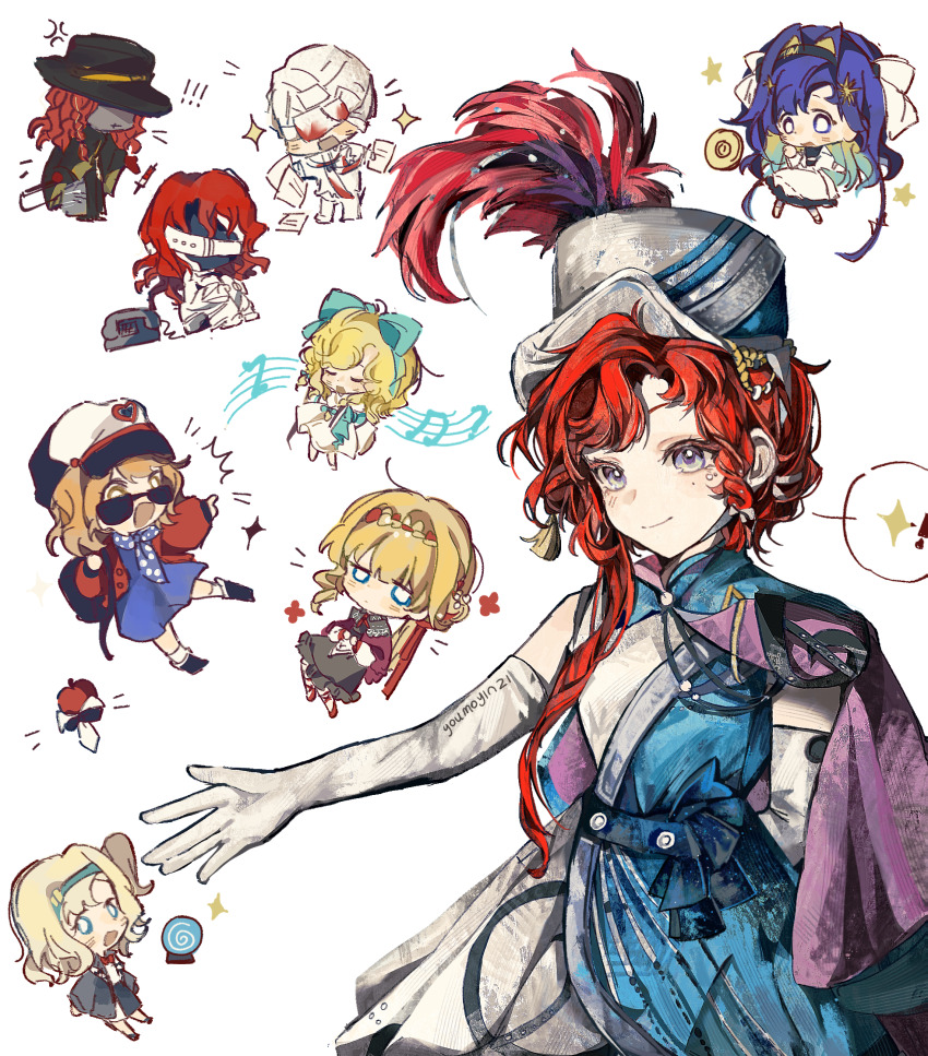 !, !!, 3boys, 6+girls, aleph_(reverse:1999), anger_vein, apple, apple_(reverse:1999)