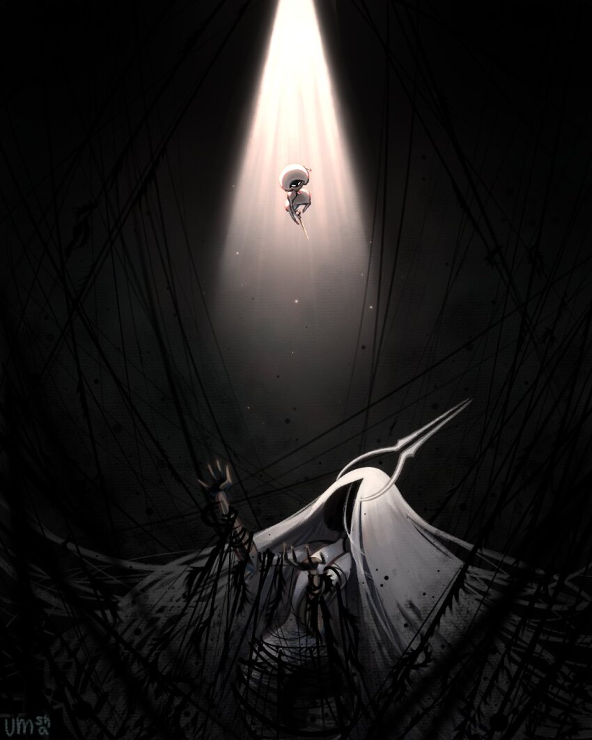 2girls, absurdly_long_hair, arthropod_girl, black_skin, bodysuit, colored_skin, dark, faceless