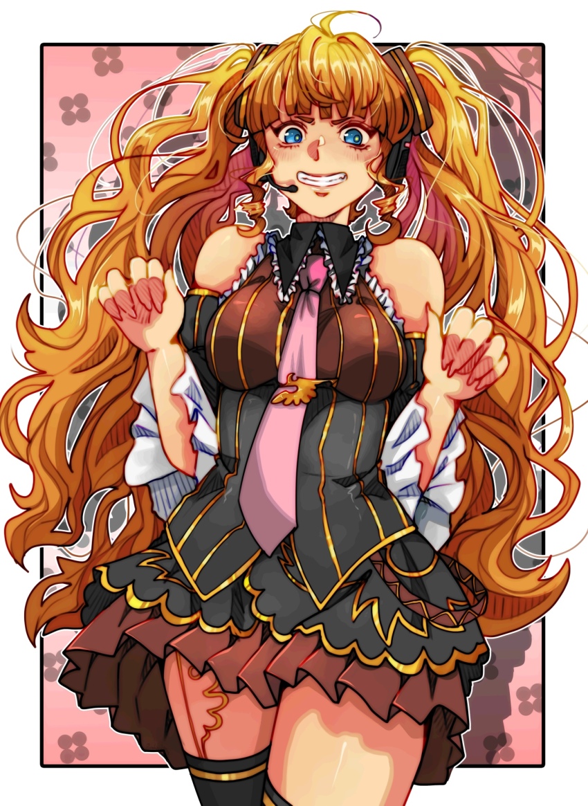 1girl, beatrice_(umineko), beatrice_(umineko)_(cosplay), blonde_hair, blue_eyes, blush, breasts, commentary