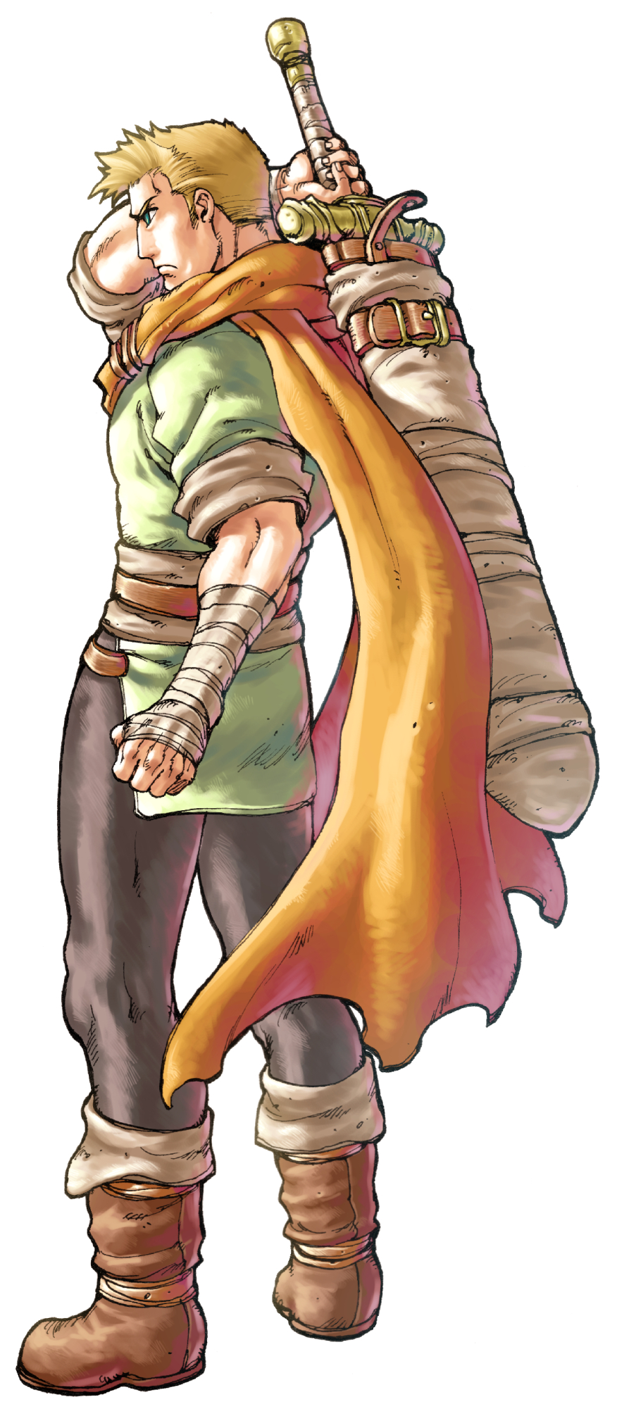 1boy, blonde_hair, closed_mouth, full_body, gensou_suikoden, gensou_suikogaiden, highres, humphrey_mintz