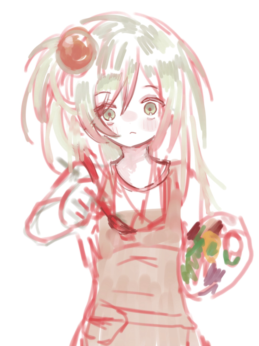 1girl, :<, anna_(epic_battle_fantasy), bad_link, brown_dress, dress, epic_battle_fantasy, expressionless