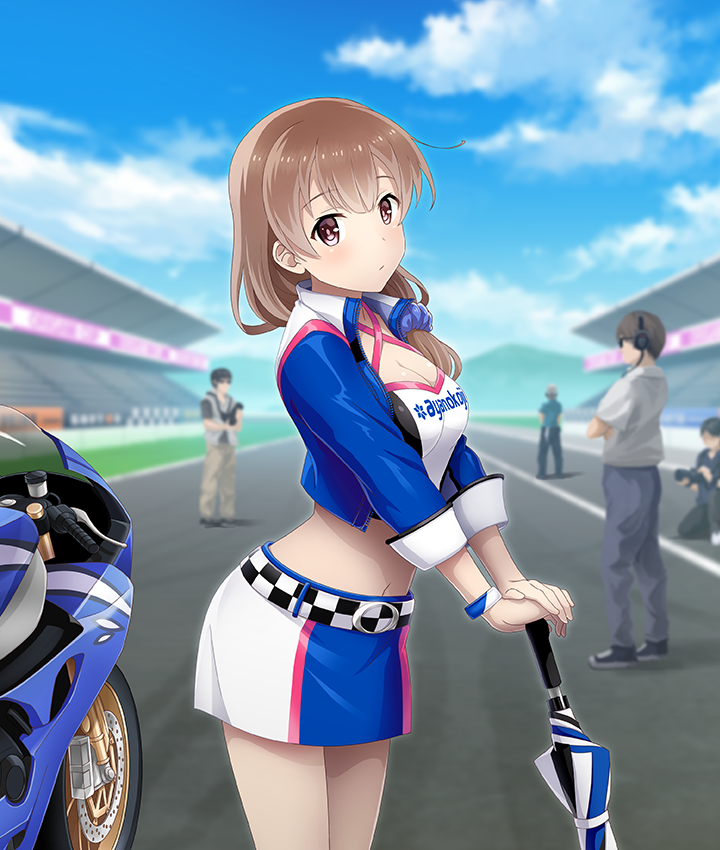 1girl, 4boys, black_hair, black_shoes, bleachers, blue_jacket, blue_pants, blue_shirt