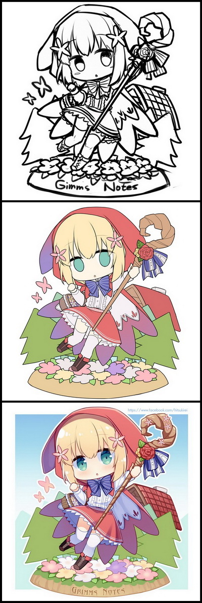 1girl, blonde_hair, boots, brown_boots, chibi, chibi_only, copyright_name, flower