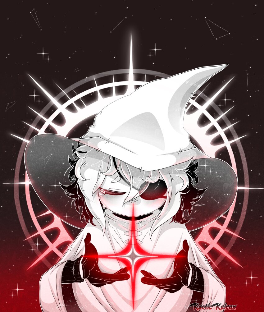 absurdres, covered_face, eyepatch, hat, highres, in_stars_and_time, kaotickeiran, large_hat