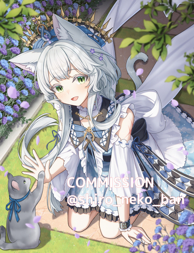 1girl, animal_ears, arknights, cat_ears, cat_girl, cat_tail, commentary_request, commission