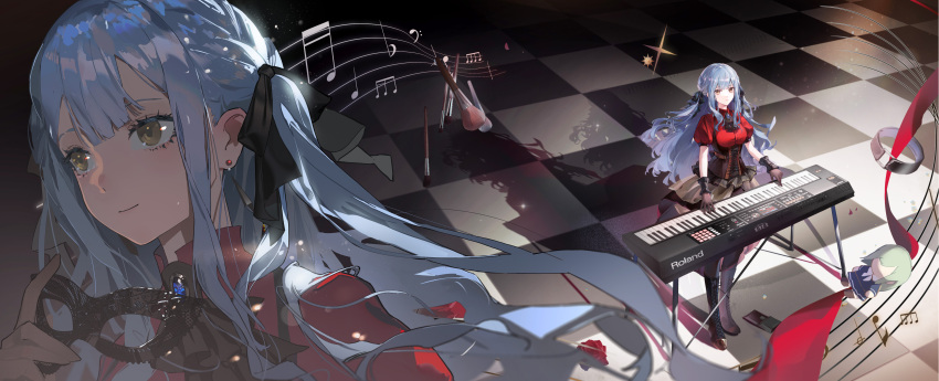 1girl, absurdres, art_relay, artist_collaboration, ascot, bang_dream!, bang_dream!_it's_mygo!!!!!, black_ascot